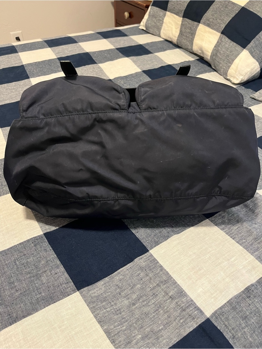 Prada Navy Nylon Messenger Bag with Silver Hardware, Leather Trim with Dust Bag - Picture 7 of 12